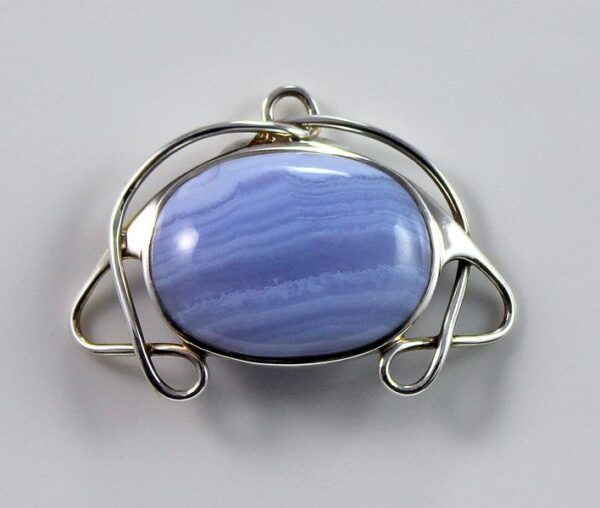 Blue Lace Agate Sterling Silver Pendant