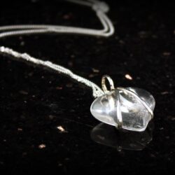 Clear Quartz silver heart Pendant
