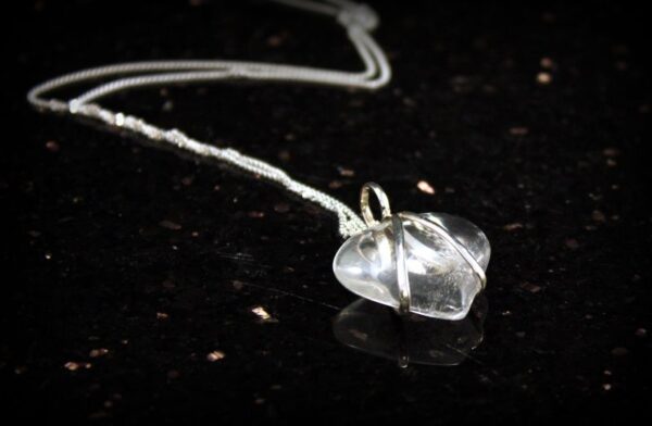 Clear Quartz Heart sterling Silver Pendant