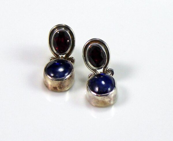 Garnet & Tanzinite Sterling Silver Earings