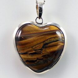 Tiger Eye Heart Pendant Set in Sterling Silver - India