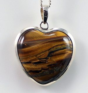 Tiger Eye Heart Sterling Silver Pendant