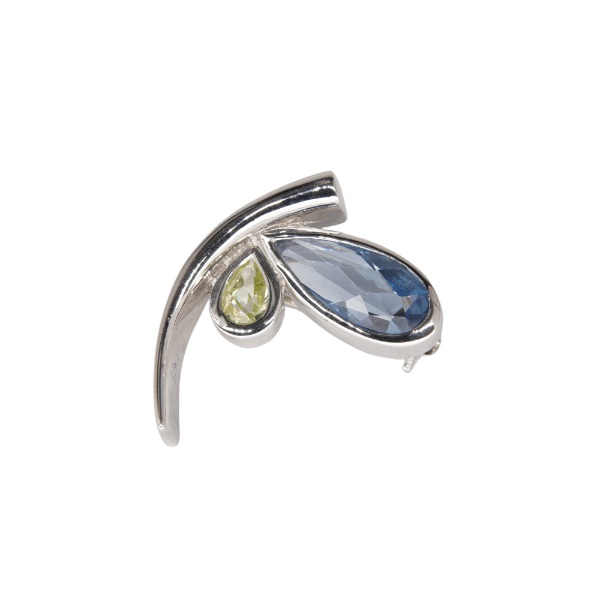 Peridot and Blue Topaz Silver Broch F RESIXE